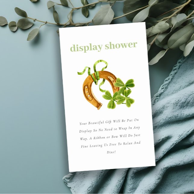 Cute Lucky Shamrock Display Shower Baby Shower Enclosure Card (Creator Uploaded)