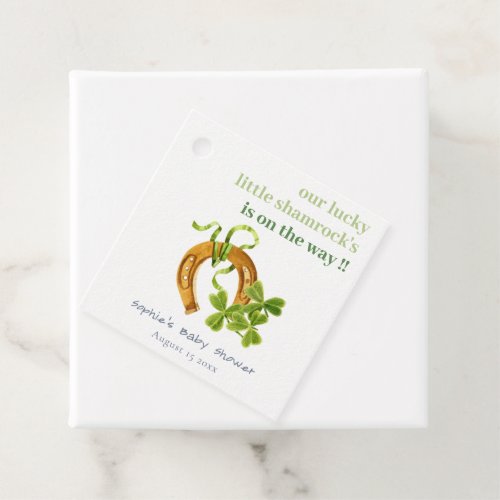 Cute Lucky Shamrock St Patricks Day Baby Shower Favor Tags