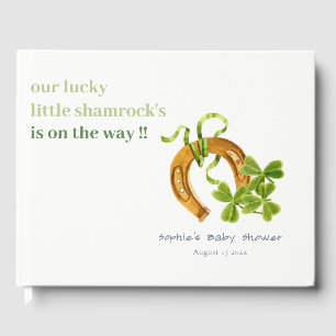 Cute Lucky Shamrock St Patrick's Day Baby Shower Guest Book