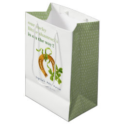 Cute Lucky Shamrock St Patrick&#39;s Day Baby Shower Medium Gift Bag