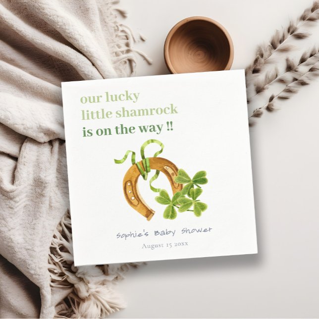 Cute Lucky Shamrock St Patrick's Day Baby Shower Napkins (Creator Uploaded)