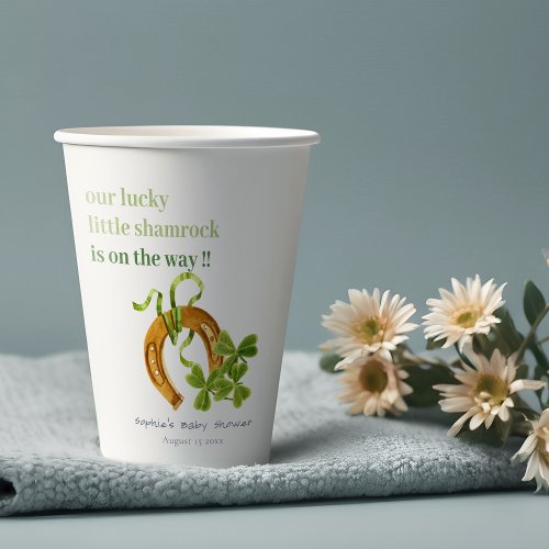 Cute Lucky Shamrock St Patricks Day Baby Shower Paper Cups