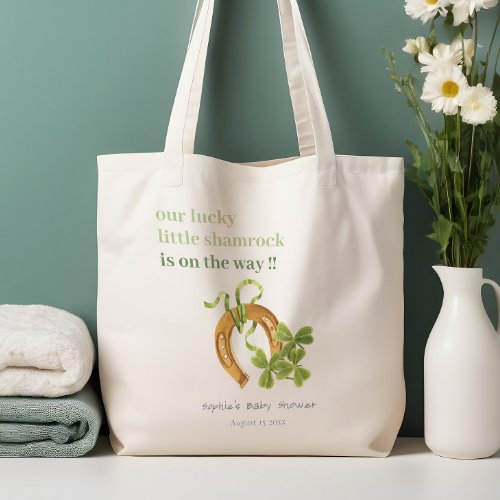 Cute Lucky Shamrock St Patricks Day Baby Shower Tote Bag