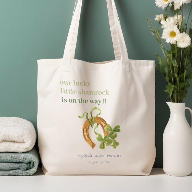 Cute Lucky Shamrock St Patrick's Day Baby Shower Tote Bag (Creator Uploaded)