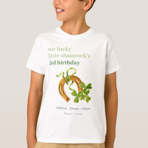 Cute Lucky Shamrock St Patricks Day Kids Birthday T_Shirt