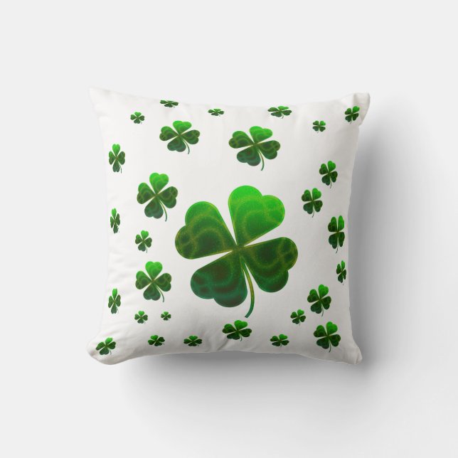 Cute Lucky Shamrocks Throw Pillow (Front)