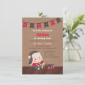 Cute Lumberjack 1st Birthday Party Invitations (Standing Front)
