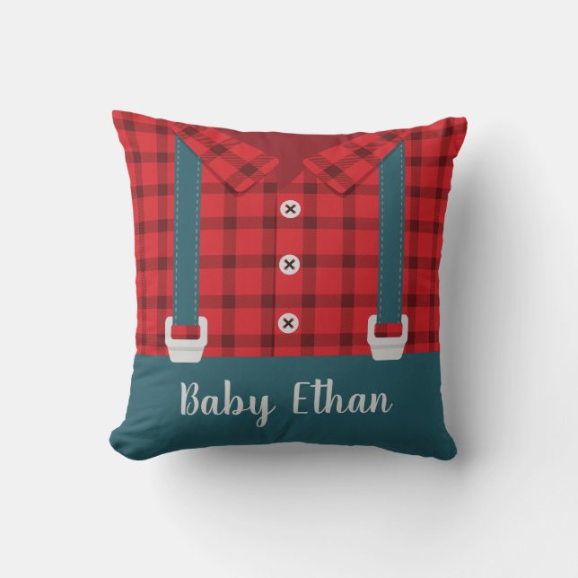 Cute Lumberjack and Denim, Nursery Decor Throw Pillow (Front)