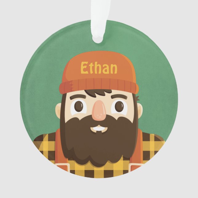Cute Lumberjack Beard Boy Personalized Ornament (Front)