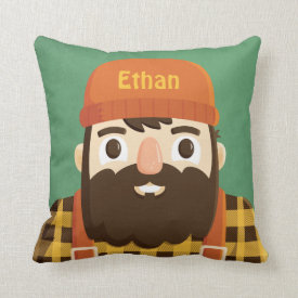 Cute Lumberjack Beard Kids Room Decor Throw Pillow