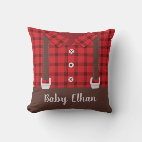 Cute Lumberjack Nursery Decor Personalized Throw Pillow