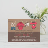 Cute Lumberjack Plaid Clothes Baby Shower Invites (Standing Front)