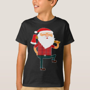 Cute Lumberjack Santa Funny Ugly Christmas Axe Hat T-Shirt