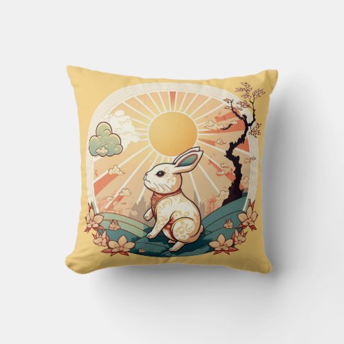 Cute Lunar New Year Year of the Rabbit  Throw Pillow