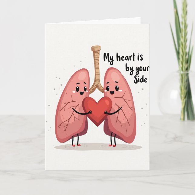 Cute Lungs Hold Heart Love Card (Front)