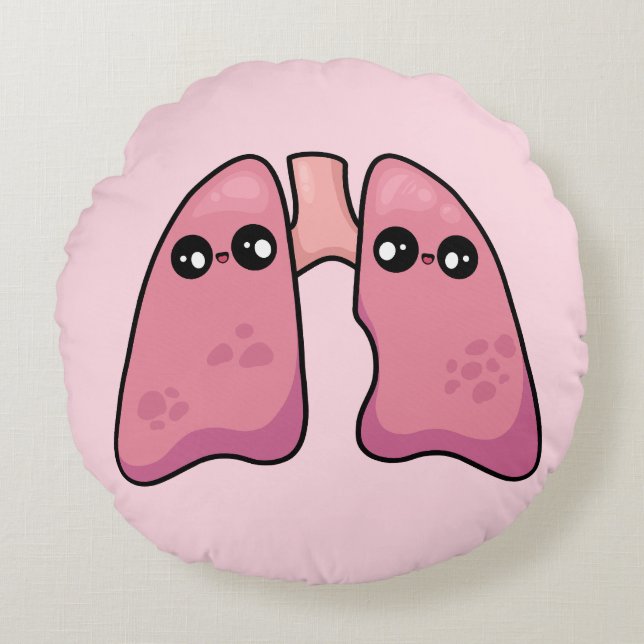 Cute Lungs - Human Biology Round Pillow (Front)