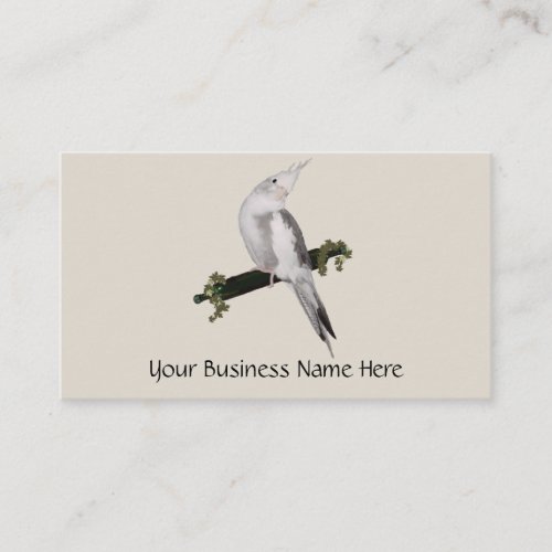 Cute Lutino Cockatiel Bird Ivy Perch Animal Business Card