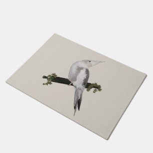 Cute Lutino Cockatiel Bird Ivy Perch Animal Doormat
