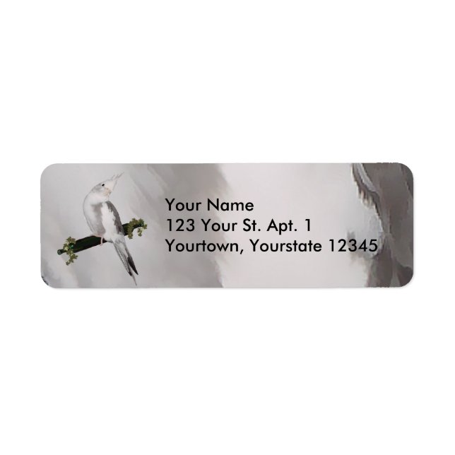 Cute Lutino Cockatiel Bird Ivy Perch Animal Label (Front)