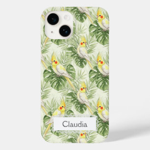 Cute Lutino Cockatiel Tropical Plants Custom   Case-Mate iPhone 14 Case