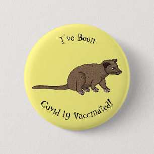 Cute luwak civet cartoon illustration button