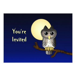 Cute LWood Owl Custom Halloween Invitation