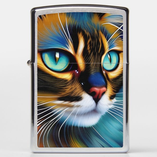 Cute Lynx point Siamese Close Up Zippo Lighter (Front)