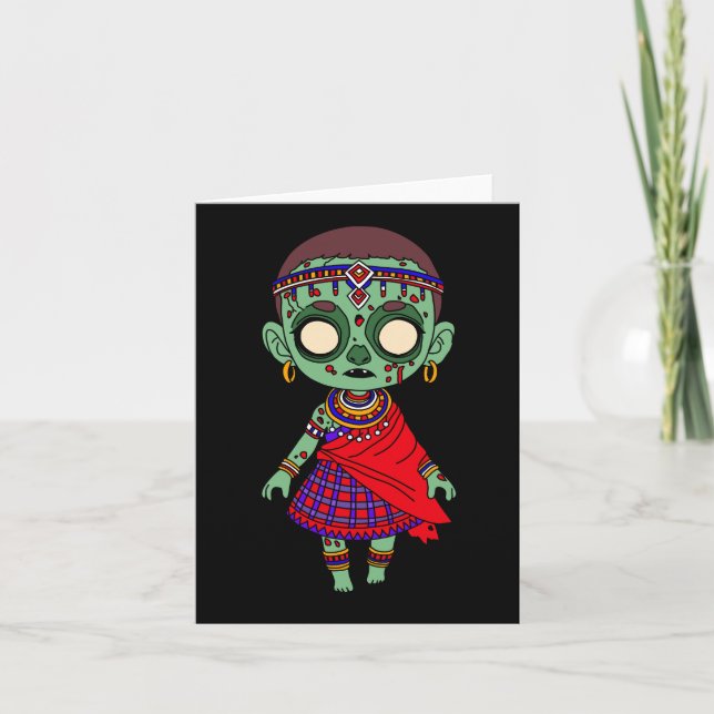 Cute Maasai Zombie Note Card (Front)