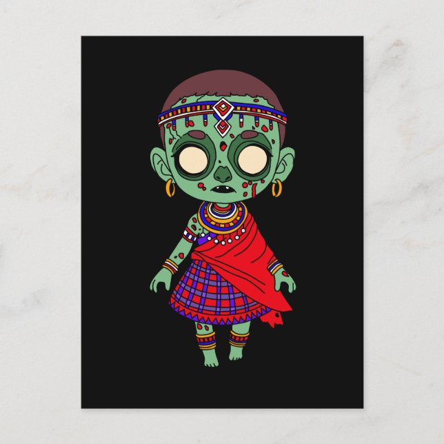 Cute Maasai Zombie Postcard (Front)