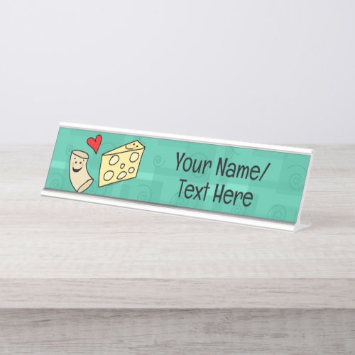 Cute Mac Loves Cheese Custom ChefTeacherKid Name Desk Name Plate