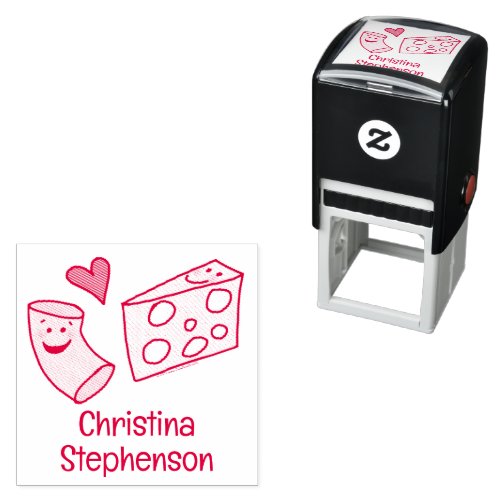 Cute Mac Loves Cheese Custom ChefTeacherKid Name Self_inking Stamp