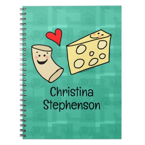 Cute Mac Loves Cheese Custom Kids Name Notebook