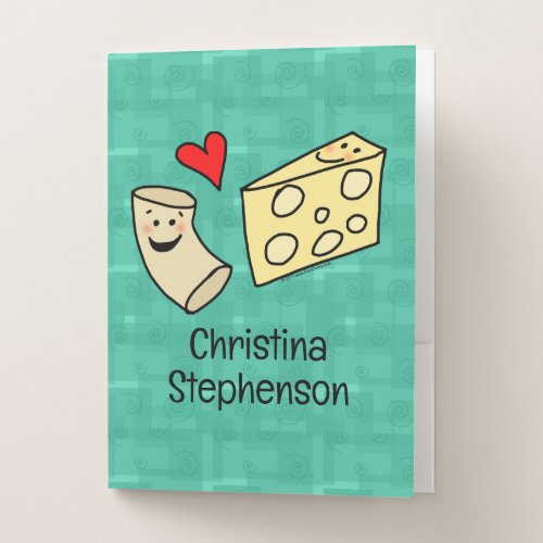 Cute Mac Loves Cheese Custom Kids Name Pocket Folder