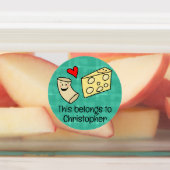 Cute Mac Loves Cheese Custom Kids Name Waterproof Labels (Affixed)