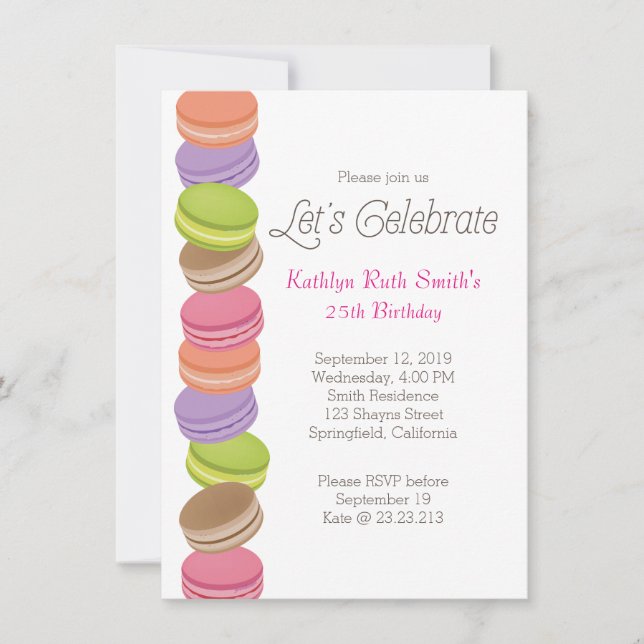 Cute Macaron Birthday Invitation (Front)