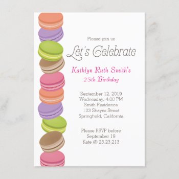 Cute Macaron Birthday Invitation by thepapershoppe at Zazzle