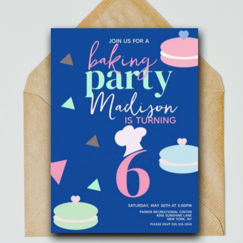 Cute Macaron Confetti Birthday Party Invitation