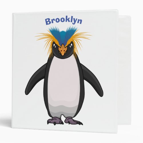 Cute macaroni penguin cartoon illustration 3 ring binder