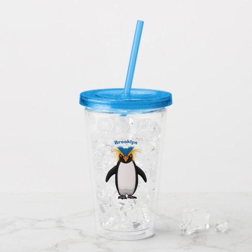 Cute macaroni penguin cartoon illustration acrylic tumbler