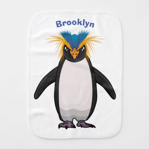 Cute macaroni penguin cartoon illustration baby burp cloth