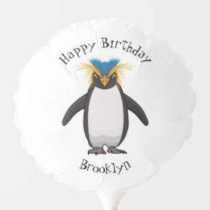 Cute macaroni penguin cartoon illustration balloon