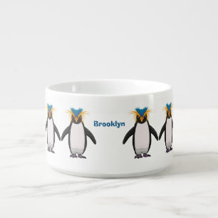 Cute macaroni penguin cartoon illustration  bowl