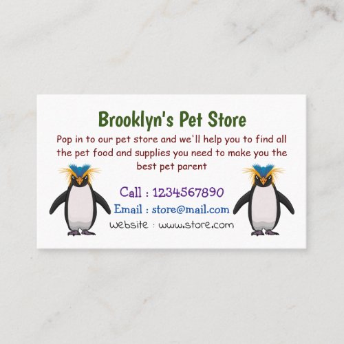 Cute macaroni penguin cartoon illustration business card