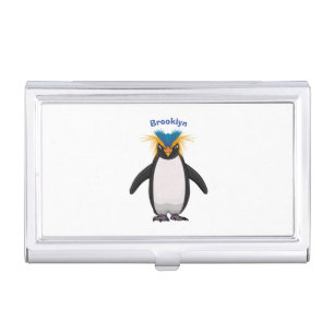 Cute macaroni penguin cartoon illustration business card case
