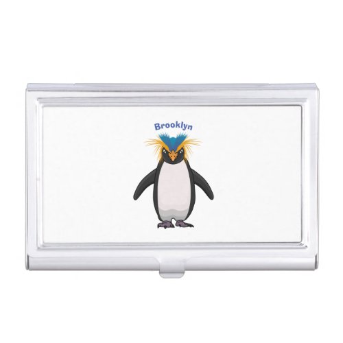 Cute macaroni penguin cartoon illustration business card case