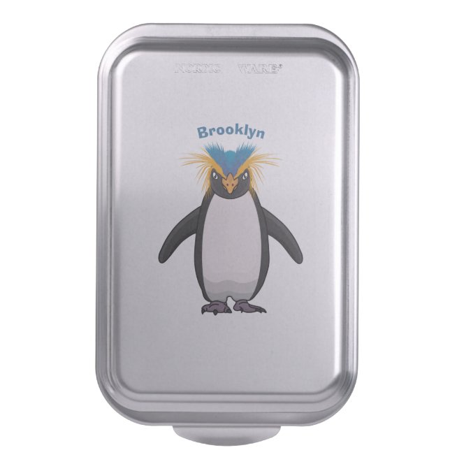 Cute macaroni penguin cartoon illustration cake pan (Front Vertical)