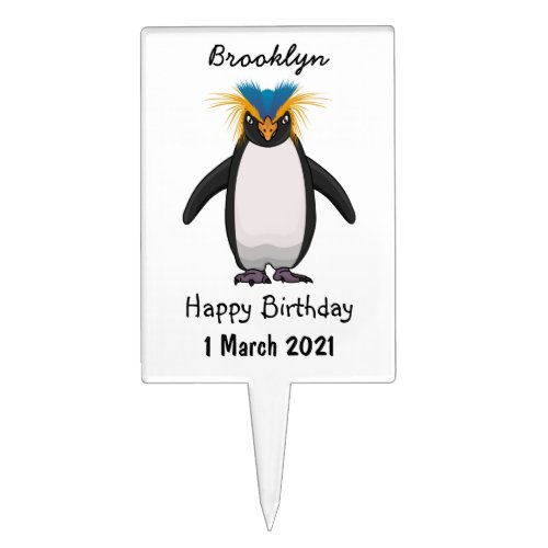 Cute macaroni penguin cartoon illustration cake topper