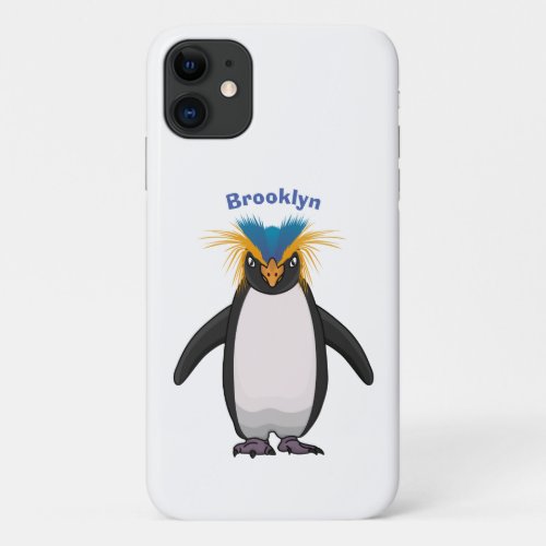 Cute macaroni penguin cartoon illustration iPhone 11 case