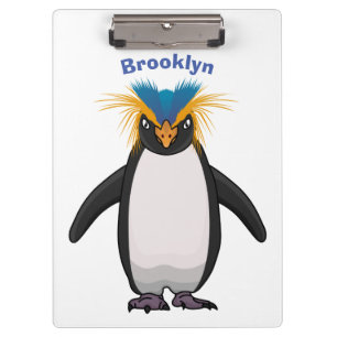 Cute macaroni penguin cartoon illustration clipboard