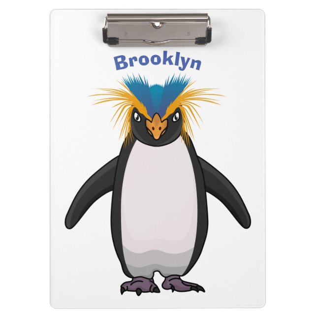 Cute macaroni penguin cartoon illustration  clipboard (Front)